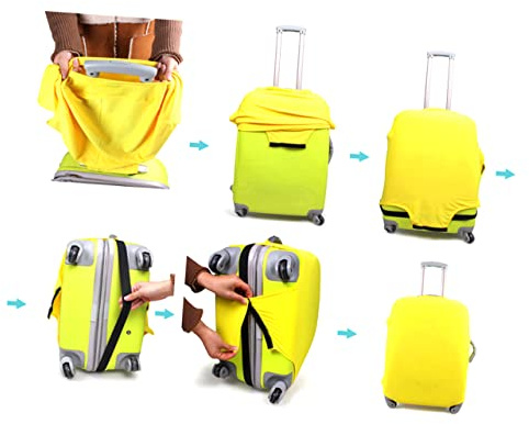FRCOLOR Gepäckabdeckung Schützt Koffer vor Schmutz und Kratzern Elastische Reisegepäckhülle für Trolleys Einfacher Griffzugriff