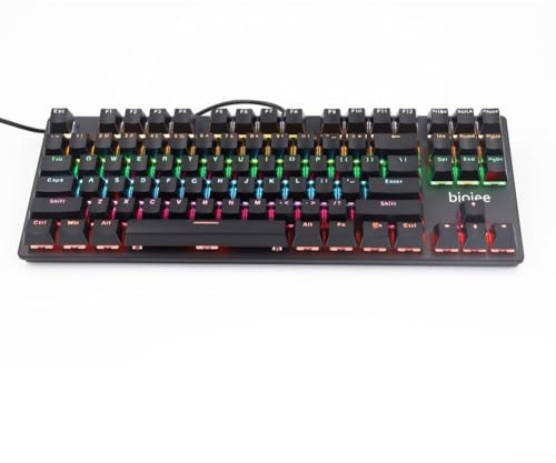 ZAMETTER Mechanical Gaming Keyboard 87 Keys RGB Backlit Wired USB Waterproof Spill Resistant Design Compact Layout with Blue or Red Mechanical Switches(B)