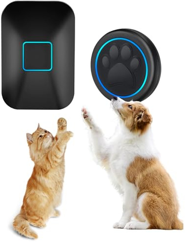 Busteelight Halo Paw Blk Dog Bells Toilet Training (1 Bell & 1 Chime) | Touch Dog Bell, Dog Doorbell for Potty Training, LED, Dog Buttons for Talk Training, Waterproof Dog Training Bells for Door