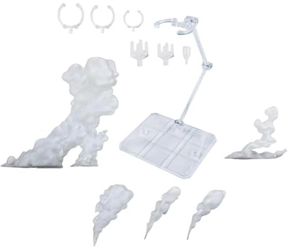 Fiocias Support pour Figurine Articulée, Socle avec Effet Fumée, Robuste et Léger, à Monter Soi-même, Blanc