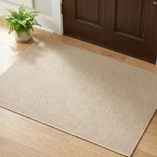 JoWiona Fußmatte Innen 40x60 cm, rutschfeste Schmutzfangmatte Waschbar mit Hoher Saugfähigkeit Eingangsteppich, Dünne Flurmatte für Küche, Badezimmer und Hauseingang, Beige