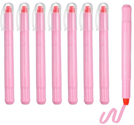 PATIKIL 8Pack Evidenziatori A Gel, Penne Evidenziatore Cera Pastello Neon Trasparente Marcatori Brillanti A Stick A Gel Ruotabili Carini Pastello Per Articoli, Rosa Chiaro