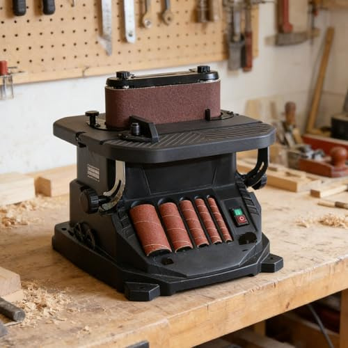 Electric Belt Sander, 400x400mm Workbench, with 5 Sanding Sleeves, 13-51mm Ring Range, for Woodworking, Home, Studio, Factory