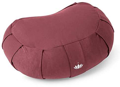 Lotuscrafts Cojin Zafu Meditación Media Luna SIDDHA - Altura 15 cm - Relleno de Espelta - Cubierta en Algodon Lavable- Cojin Suelo - Cojin Yoga Media Luna - Meditation Cushion - Certificado Gots