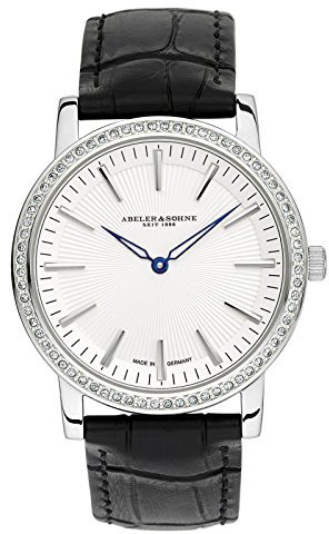ABELER & SÖHNE Made in Germany Damenuhr mit Lederband, Saphirglas und Zirkonia AS1202