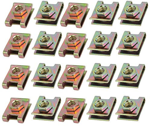 sourcing map 20pcs Feder Stahl Geschwindigkeit Verschluss U Mutter Clip Messing M6 Schraube DE de