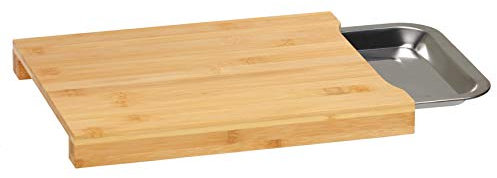 Cortesi Home CH-AX900309 Isabella Natural Bamboo Cutting Board with Removable Stainless Steel Tray, Wood, Brown