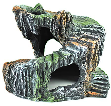 OMEM Small Reptile Ladder Turtle Lizard Hamster Habitat Decoration Tank Ornament (Rotating rock)