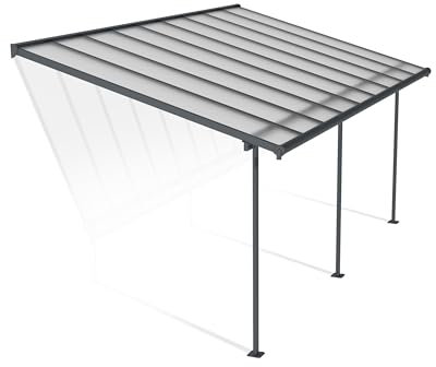 Palram Canopia Sierra Patio Veranda 3x5.46 Garden Canopy - Aluminum Lean to Pergola (3X5.46, Grey)