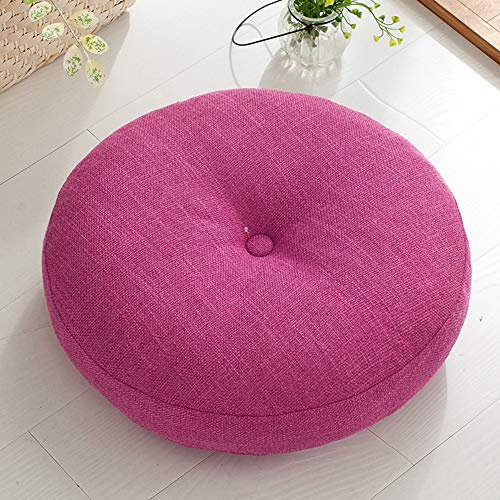 Rond Coussin de Sol épais en Lin épais de Style Japonais Tatami Coussin pour Chaise de Balcon de Canapé de Plancher de Patio Coussins,Rose,40x40cm