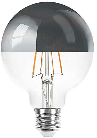NCC-Licht LED Kopfspiegellampe G95 Globe E27 6W Extra Warmweiß 2200K | LED Leuchtmittel mit Kopfspiegel in Silber ersetzt 60W Glühlampe mit E27-Sockel, ideal für Schminktisch Spiegel und Deko
