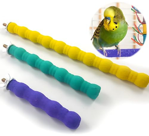 behone 3 pièces Perchoir Perroquet, Oiseau Perchoir Ciment, Oiseaux Perches Perroquet Stand pour Cage de Perroquet Ara Perroquet Gris Perruche(10cm,16cm,25cm) Couleur aléatoire