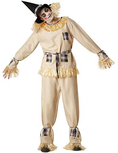dressforfun 901035 Vogelscheuche Kostüm, Strohpuppe Verkleidung für Damen Herren, mit Hut und Kunststroh, für Fasching Karneval Halloween, beige - diverse Größen - (L | Nr. 304602)