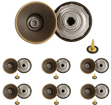 Trimming Shop 17mm Messing Jeans Knopf, strapazierfähiger Reißverschluss Knöpfe mit Rückenstiften Niet für Reparaturkleidung, Jeansjacken, Handtasche, Röcke, Bronze, 50 Stück Set