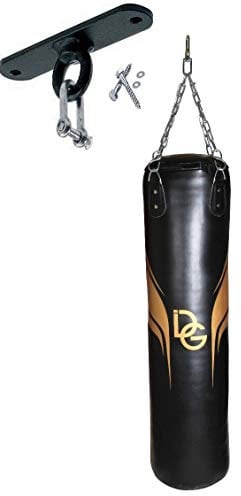 Deba® Boxsack Punching Bag Leder Sandsack Kampfsport mit Stahlkette und Swivel (150x30 cm)