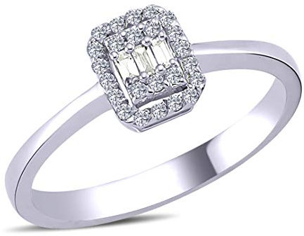 0,14 Carat Diamant Baguette Ring in 8 Karat Weißgold