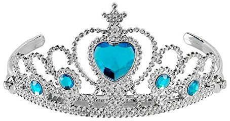 shoperama Tiara Diadem mit Edelsteinen Silber/Türkis Königin Prinzessin Frozen ELSA Krone Märchen