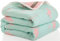 Hayisugal Kinder Decke 6-lagig Babydecke aus 100% Baumwolle - kuschelige Baumwolldecke Ideal als Kinderwagendecke, Erstlingsdecke, Bettdecke oder Kuscheldecke, Grün Flamingo, 110x110cm