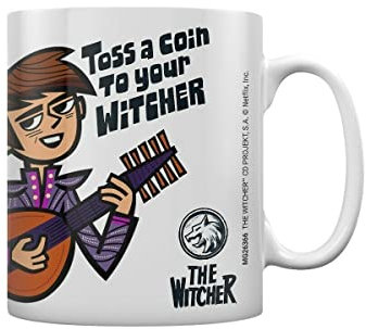 The Witcher Tasse à café en céramique Motif jetée d'une pièce de monnaie 315 ml