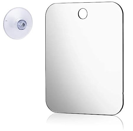 Nothers Espejo Portátil Irrompible 17x13 cm con Ventosa - EspejoPared Baño Antivaho para Afeitar y Maquillaje,Espejo de Camping, Espejo para Niños, Espejo Colgante Pequeño sin Marco
