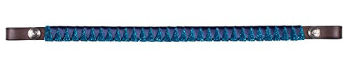 ARBO-INOX Stirnriemen Pferd Stirnband Flechtoptik Leder farbig (Full WARMBLUT, BRAUN/Navy)