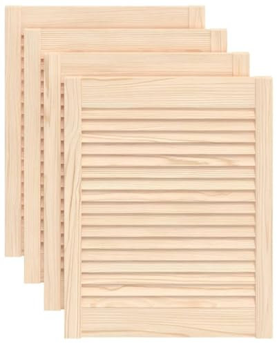 vidaXL 4X Madera Maciza de Pino Puertas Tipo Persiana con Celosía Rejilla Armario Tablillas Guardarropa Separador Decoración 61,5x49,4cm