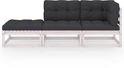 Susany 3-TLG. Garten-Lounge-Set mit Kissen Outdoor-Sofa Loungegruppe Garten-Sitzgruppe Ecksofa Holzsofa Terrassensofa Loungesofa Sofagarnitur Gartenmöbel Kiefer Massivholz