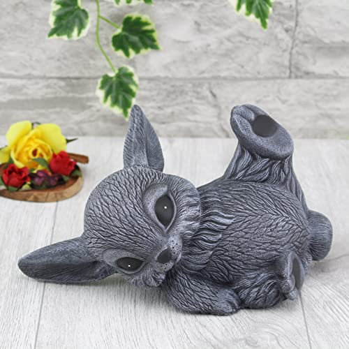 STEINFIGUREN SPICKER Steinfigur Hase liegend Zwergkaninchen 226/1, Gartenfigur Steinguss Tierfigur Basaltgrau