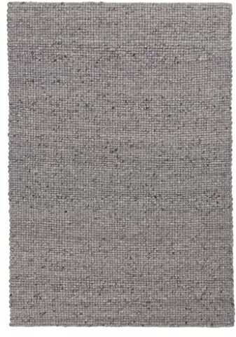 URBANARA Teppich Tadelo Wollteppich aus 100% Wolle, rechteckig und handgewebt, 140x200 cm, Grau-Melange