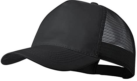 Gorra Trucker, Casual Cap, Gorra de Béisbol 5 Paneles con Malla en la Parte Trasera, Ajustable con Cierre de Plástico. Gorra Hombre Mujer Verano. (Negro)