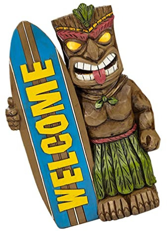 GANAZONO Wohnkultur Surfbrett-Ornamente Tiki-Gott-Statue Dekoration Figur Harz Embleme Hawaii-Dekor Kunstharz hawaiianische Figuren Getränke Dekorationen Gläser Kunsthandwerk schmücken