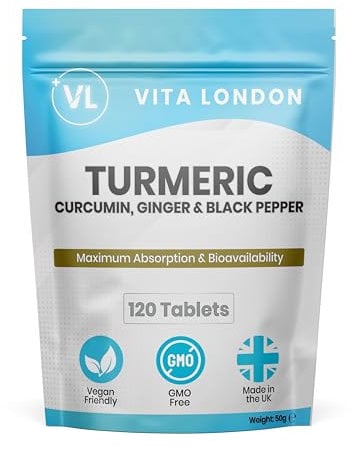Turmeric Tablets 4000mg with Circumin, Black Pepper & Ginger | 360 High Strength Vegan Turmeric Tablets (Not Capsules or Powder) | 6 Month Daily Supply | Turmeric Supplement | Made in UK
