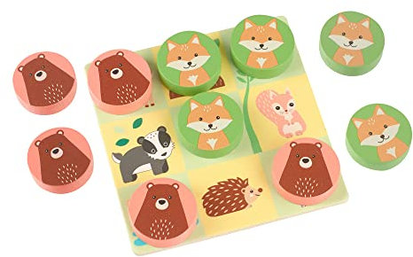 Woodland Animals Wooden Tic Tac Toe Board Game, Wooden Toys, Handy Travel Storage Bag, Wooden Puzzles, Early Development & Activity Toys - Montessori Toddler Toys, Boy & Girl Gifts by Orange Tree Toys