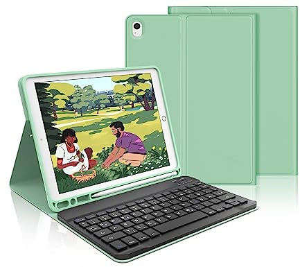 IVEOPPE Kabellose Bluetooth Tastatur - Deutsche Ultraflache Bluetooth Keyboard, Tragbare drahtlose Mini-Tastatur Wiederaufladbar, für iPad Air/Pro/Mini/iPad 11/10.9/10.2/9.7/Samsung/Lenovo, Schwarz