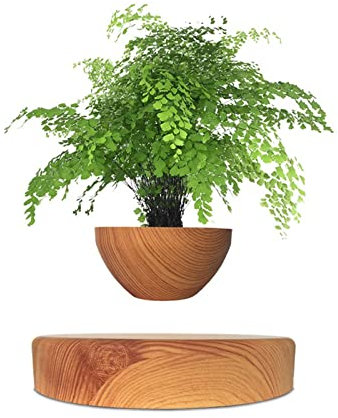 HACLEN Schwebender Blumentopf, Magnetschwebeluft Bonsai Pot, Moderne Desktop Pflanzer Drehbare Blumentopf Pflanz Suspension Schwimmdock Pot, Einzigartiges Kreatives Geschenk-dunkler Kaffee