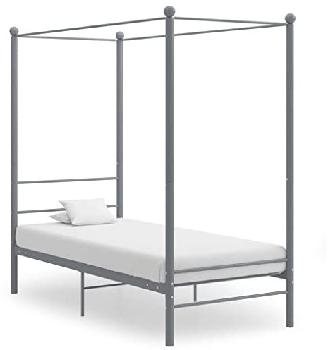 INLIFE Himmelbett Grau Metall 90x200 cm,17.9kg,325053