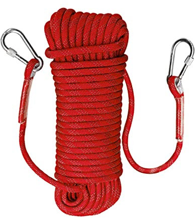 Youyijia Kletterseil 20M 12MM Outdoor Seil Durchmesser Sicherheitsseil Survival Seil Climbing Rope Seil Multifunktionsseil mit 2 Stahlhaken für Arbeiten in Der Höhe Feuerleiter Abseilen Sport Camping