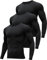 HOPLYNN 3er Kompressionsshirt Herren Langarm Funktionsshirt Männer Thermo Sportshirt Atmungsaktiv Schwarz- M