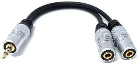 DRUT 15cm 3.5mm Headphone Splitter Jack Male to 2 x Dual Socket Female Cable Lead Audio Stereo Y-Splitter AUX Adapter