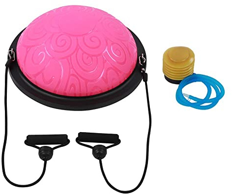 Ejoyous Balance Ball Trainer, 46cm Anti-Rutsch Balance Board Halbkugel Gymnastikball Yoga Halbball mit Widerstandsbändern für Yoga Fitness Krafttraining Training
