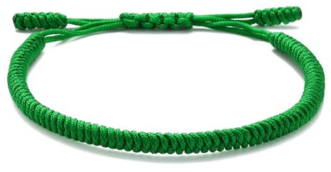 LUCKY BUDDHIST - Glücksarmband + Anhänger/Halskette! Für Teen Männer Frauen - Geflochtene Freundschaftsarmbänder - Mit Liebe handgefertigt - Tibet Stil - Einstellbares Handgelenk Armband (Grün)