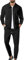 Uomo Tute da Ginnastica Waffle Manica Lunga Cerniera Giacca & Pantaloni Set di 2 Pezzi Nero per Casual Sport Lavoro, L