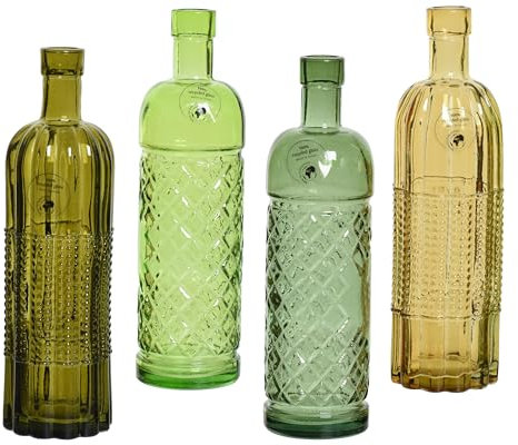 Vase Glas 24cm Deko Blumenvase Grün Braun 1 Stück Sortiert - Stabile Tischvase - Wohnzimmer Dekovase - Glasvase Modern Rund - Flaschenvase Home Decor - Flower Vases -Tischdeko Geschenk