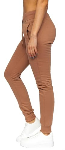 BOLF Damen Jogginghose Basic Sporthose Baumwolle Sweatpants Jogger Frauen Trainingshose Sweathose Jogging Freizeithose Laufhosen High Waist Fitness Yoga Slim Fit CK-01 Beige S [F6F]