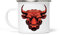 Dropful Vintage Red Bull Weiß Emaille Becher - 354 ml, langlebig und elegant, Ideal für Kaffee, Tee und heiße Getränke