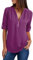 ZIOOER Donna Camicetta Camicie a Maniche Lunghe Eleganti con Cerniera Tunica V-Neck Bluse Camicie Tops Lilla 3XL