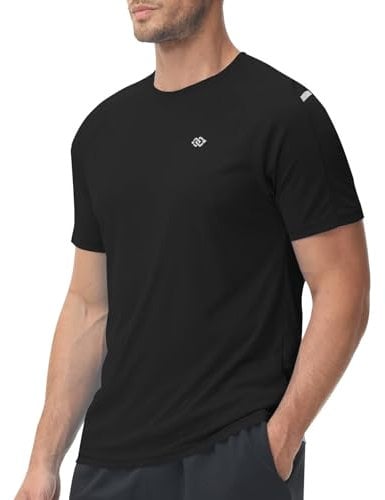 MoFiz Camiseta Anti UV Hombre Rashguard Secado Rápido Manga Corta Transpirable Surf Correr Natación Negro EU XL