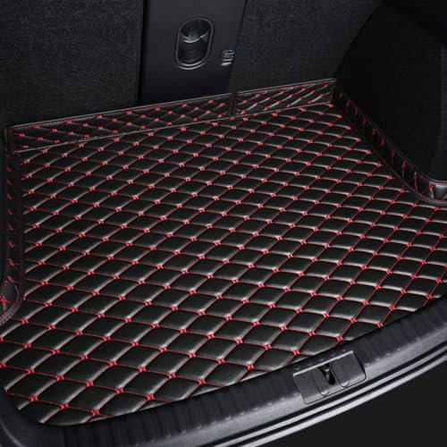DoUiabc Tapis de Coffre de Voiture pour Ferrari BR20 California, Modèles Personnalisés Tapis de Sol en Cuir Housse de Tapis Four Seasons, Accessoires de Voiture, Car Boot Mats,3-Black Red