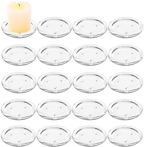 JMIATRY 24 Stück Kerzenuntersetzer Glas, 10cm Kerzenteller für Dekorationen, Hochzeiten, Partys, Heimdekoration, Tischdekor, Geschenke