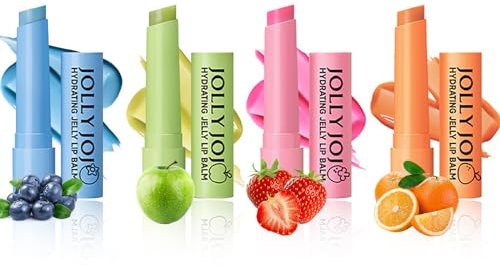 RoseFlower Lippenbalsam-Set, Natürlicher Getönter Lippenbalsam mit 4 Fruchtgeschmacksrichtungen für die Lippenpflege, Lippenreparaturtuben, Verhindert Rissige und Trockene Lippen